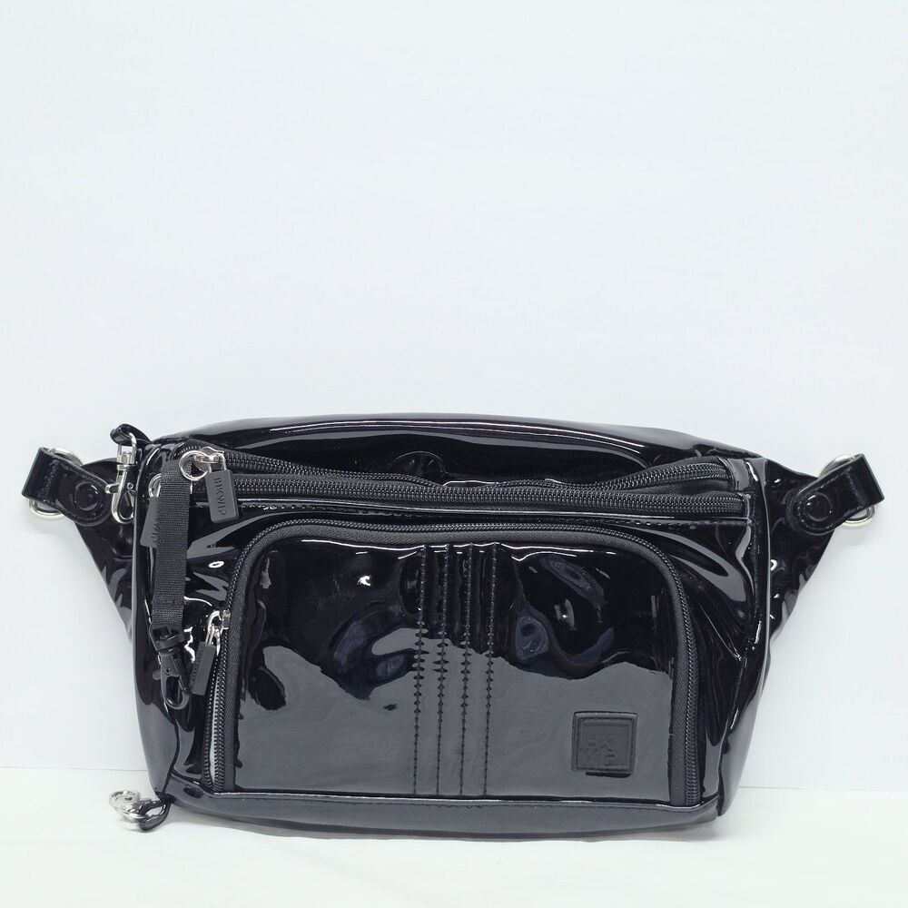 IHKWIP Confidence Anti-Theft Sling Black Patent Faux Leather Crossbody NO STRAP